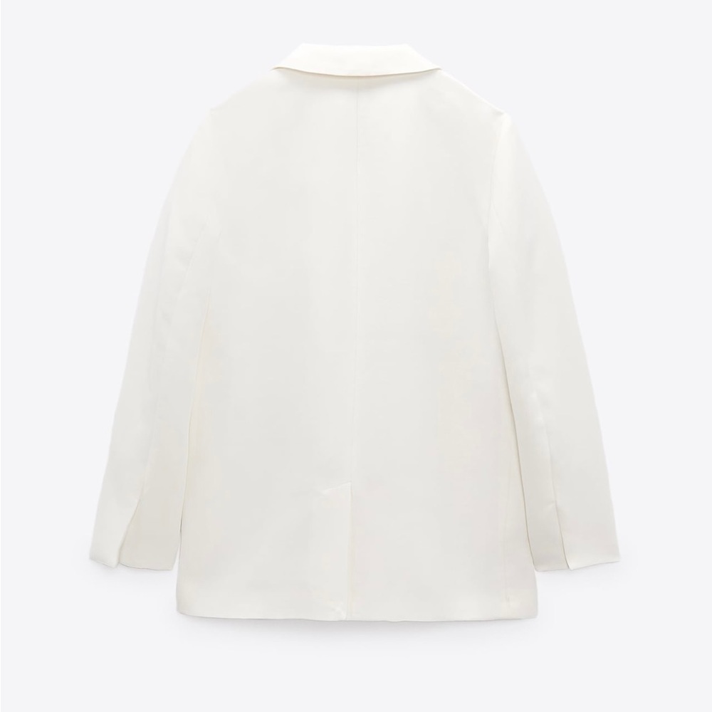 Zara Blogger’s Fav Oyster White Straight Cut Out Blazer with Lapel Collar Sz XL‎ - Picture 13 of 16